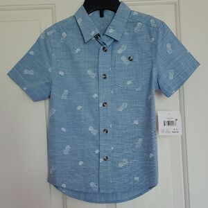 Boys Falls Creek Blue Pineapple Button Down Shirt Size 5 10/12 14/16 NWT